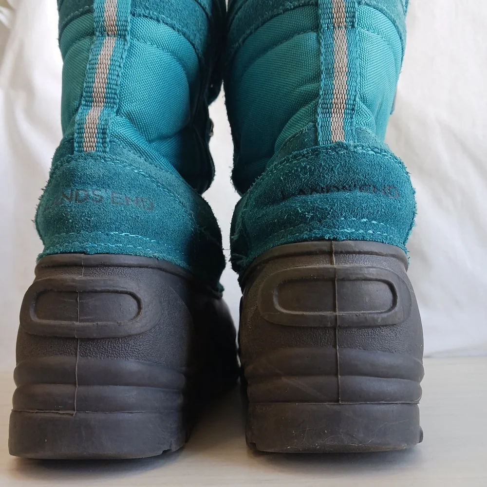 Lands End Youth Unisex Insulated Snow Boots Turquoise Gray Size 6